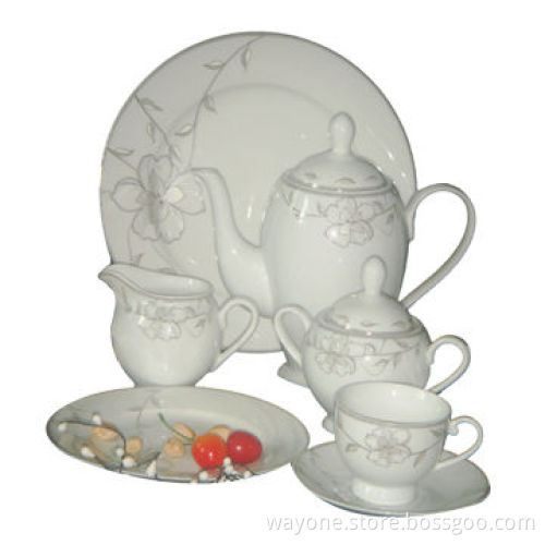 22/24-piece Tea Set with Golden Decal